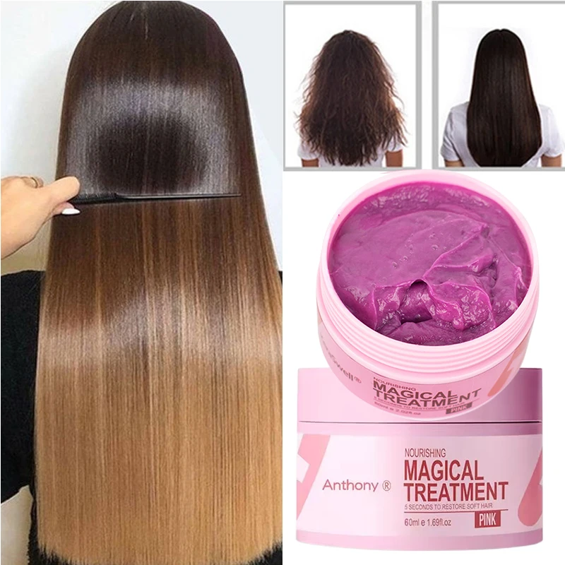 Máscara de cabelo mágica 60ml, 5 segundos, reparação de danos, cabelos crespos, macios, brilhantes, tratamento de hidratação profunda, raiz do cabelo, cuidados com o couro cabeludo - Imagem 2