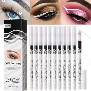 12pçs delineador branco maquiagem suave fácil de usar iluminador de olhos iluminador à prova d'água de longa duração lápis de maquiagem