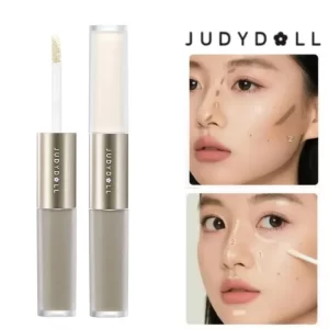 Judydoll cabeça dupla iluminador contorno líquido fosco alto brilho rosto bronzer contorno vara nariz moldar caneta cosméticos maquiagem