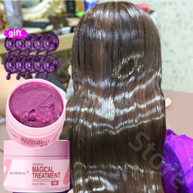 Máscara de cabelo mágica 60ml, 5 segundos, reparação de danos, cabelos crespos, macios, brilhantes, tratamento de hidratação profunda, raiz do cabelo, cuidados com o couro cabeludo